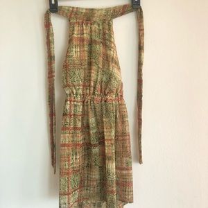 Plaid halter top soft and flowy open back